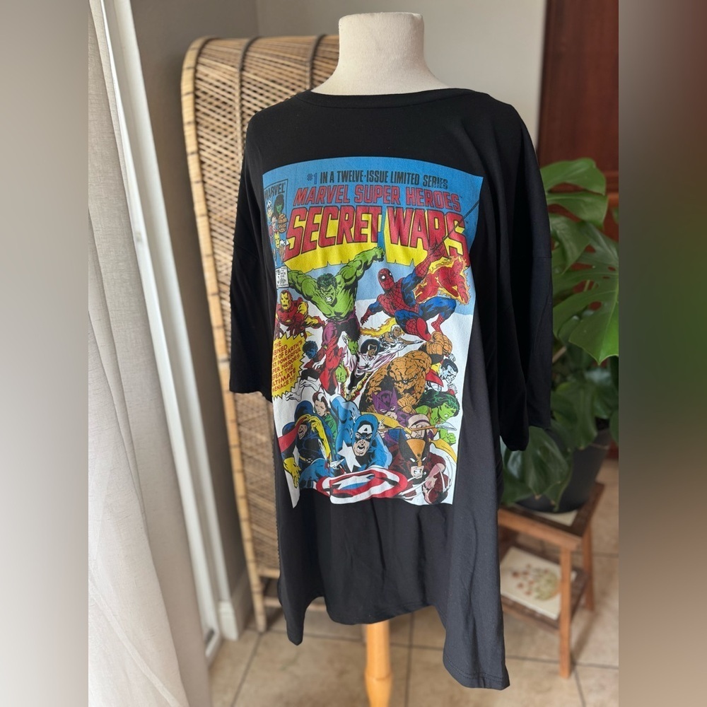 Marvel Secret Wars Super Heroes Graphic T Shirt Men’s 3XL Black Comic Tee